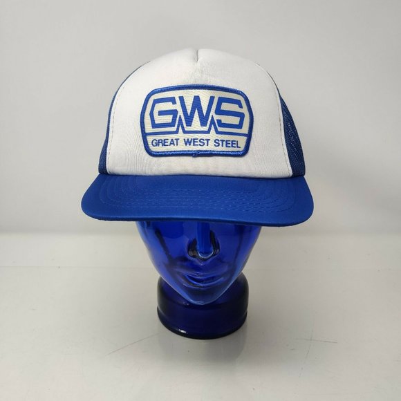GWS Great West Steel Trucker Hat Cap Snapback White Blue - Picture 2 of 7